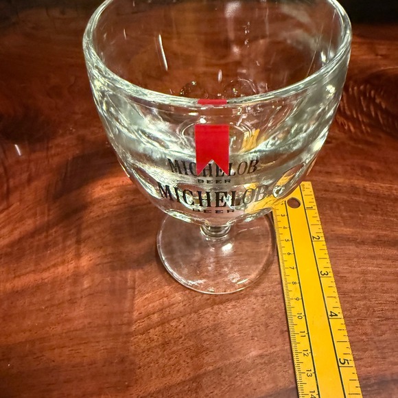 Vintage Michelob Beer Goblet Glass Red Ribbon Embossed Collector Barware - Picture 6 of 8